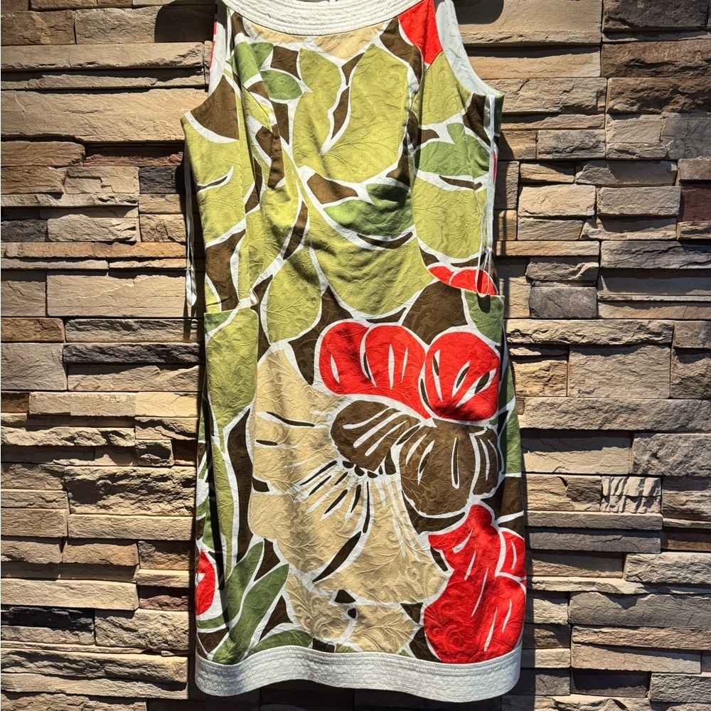 Jones New York Red and Green Halter Sheath Mini Dress